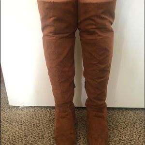 Tan/brown over the knee boots